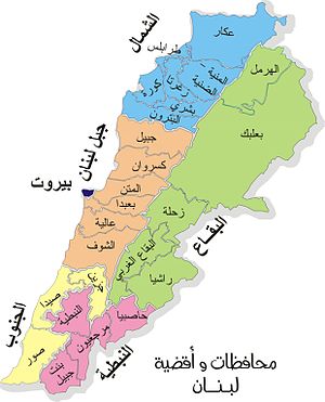 محافظات دولة لبنان و تقسيمها