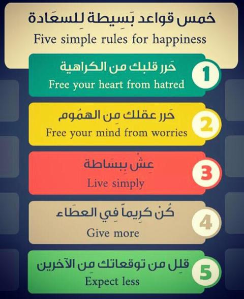 خمس قواعد بسيطة للسعادة