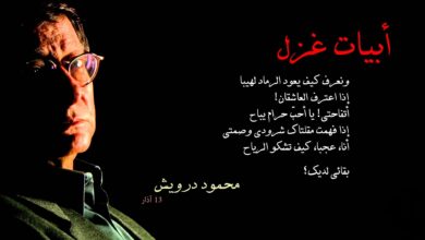 اشعار عشق قوية للشاعر محمود درويش.