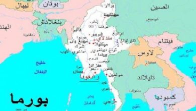 خريطة لموقع دولة بورما