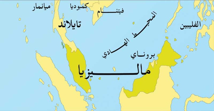 موقع ماليزيا علي الخريطة.