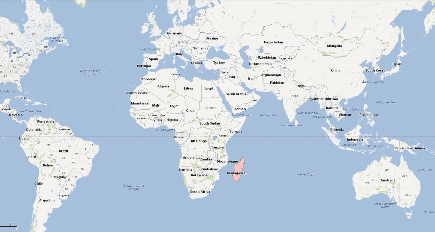 موقع مدغشقر بخريطة العالم 