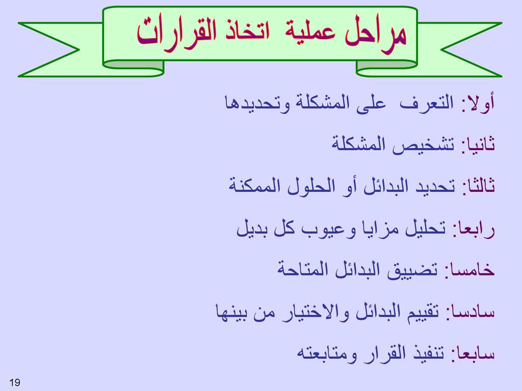 مراحل عملية اتخاذ القرارات